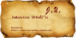 Jakovics Urbán névjegykártya